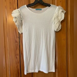 Alice + Olivia White Short Sleeve Top with Ruffles Size: N/A